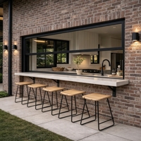 KOJOON Fenêtre coulissante de cuisine finie avec moustiquaire métallique, vente en gros, petite fenêtre coulissante en aluminium à 3 panneaux pour cuisine