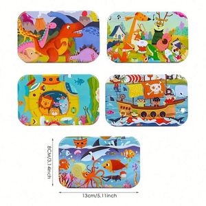 60PCS Custom Wooden Jigsaw <b>Box</b> Set with Cartoon Animal Educational <b>Puzzle</b> Toy-Eco-friendly Gift for Ages 2-13 - Product Image 2