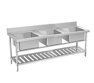 VICTORY KITCHEN Venta caliente Tres compartimentos de acero inoxidable Triple Bowl Utilidad comercial Fregadero Equipo de catering - Product Image 5