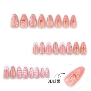 24 piezas Rosa cocodrilo francés textura brillo 3D <span class=keywords><strong>flores</strong></span> hoja <span class=keywords><strong>de</strong></span> oro acrílico prensa en las <span class=keywords><strong>uñas</strong></span> personalizar <span class=keywords><strong>uñas</strong></span> postizas 3514 - Product Image 2