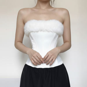 Top de punto sin mangas con hombros descubiertos y diseño patchwork para mujer, ajustado, estilo tubo, moda de verano, chaleco informal - Product Image 5