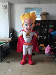 Disfraz de Mascota de Superhéroe Popular para Adultos, Cabello Amarillo, <span class=keywords><strong>con</strong></span> Capa Roja en Venta, Color y Logotipo Personalizables - Product Image 4