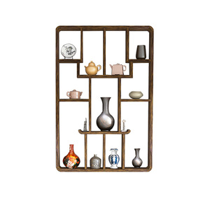 Solid Wood Wall Mounted Display <b>Shelf</b> Rectangle Modern Chinese Style Storage Rack For Living Room Tea Set Ornament Cabinet - Product Image 4