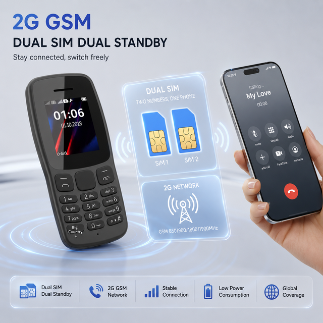 Hot Selling Factory Wholesale 2G GSM Feature Phone Dual SIM Card High Volume Speaker Unlocked Mobile Phone