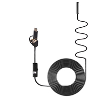 Endoscope AN100 3-en-1 7 mm pour Android et PC, 6 LED, étanche, USB 2M, caméra de inspection flexible pour miroir et borescope