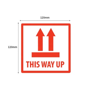 Rouleau d'autocollant adhésif personnalisé Étiquette d'avertissement rouge «THIS WAY up Fragile» avec <span class=keywords><strong>code</strong></span> à barres Excellent <span class=keywords><strong>pour</strong></span> les applications industrielles - Product Image 2