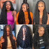 Bundel rambut kepang manusia untuk rambut manusia jalinan tanpa simpul Boho gelombang besar rambut manusia untuk mengepang tanpa jalinan bundel rambut Virgin Remy