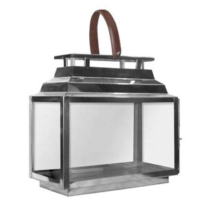 Linternas decorativas europeas para velas en forma de cabaña, farol de acero inoxidable pulido, antiguo, soporte para velas - Product Image 2