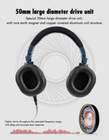 Casque de monitoring filaire professionnel 6,35 mm pour studio DJ, pliable, circum-auriculaire, stéréo, avec haut-parleur de 50 mm – Vente en gros usine