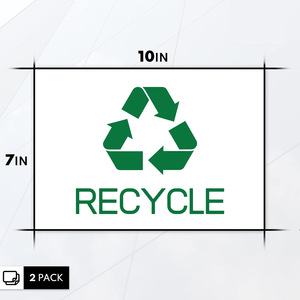 Recycle Symbol Sticker PVC Rectangle <b>Waterproof</b> <b>Label</b> For Trash Bin Minimalist Design Matte Finish - Product Image 2