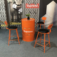 Table et chaise hautes de style industriel en fer, design baril à huile, pour stand autoportant, salon de thé, café, espace de repos extérieur, usage commercial