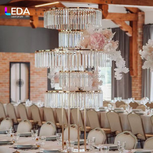 ฉากหลังตกแต่งงานเลี้ยงหรูหรา LEDA สีทองทรงกลม พร้อมขาตั้งดอกไม้โลหะสี่ชั้นสำหรับตกแต่งโต๊ะงานแต่งงาน - Product Image 2