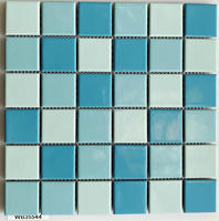Carreaux de mosaïque en céramique modernes 48x48mm, motif marbre, bleu, pour piscine, décoration intérieure et extérieure, vente en gros
