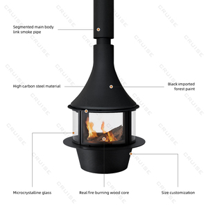 CRUISE Cheminée suspendue pour poêle à alcool en verre résistant aux hautes températures Rotation libre à 360 ° Cheminée au bioéthanol suspendue de 1250mm - Product Image 5