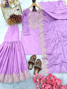 Nuevo conjunto de Kurti-plazzo, tapa de Georgette de buena calidad con estampado hermoso y conjunto de Georgette Sharara Kurti, producto hecho a mano - Product Image 2