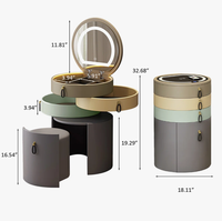 Hanyee - Coiffeuse cylindrique moderne et minimaliste avec tabouret, table de maquillage avec miroir pour chambre à coucher