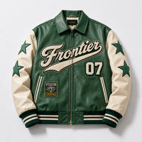 Blouson universitaire matelassé en cuir pour homme, personnalisable avec broderie, patchwork, logo, doublure, multi-saisons, style Letterman, OEM