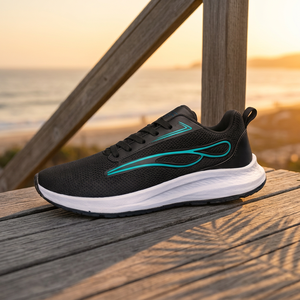 Baskets noires respirantes à lacets, amortissantes, antidérapantes, à bout rond, pour la marche et le sport décontracté - Product Image 6
