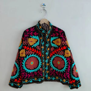Veste en broderie Suzani faite à la main en Inde, style unique, veste artisanale, motif floral, manteau pour femmes, nouveau style, veste bohème Suzani - Product Image 1