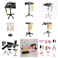 Chariot de Rangement Métallique pour Extensions de Cheveux, Support d'Extensions et Kits d'Outils Légers pour Machines à Extensions