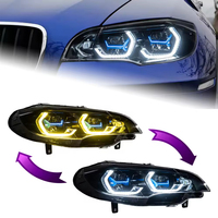 Faros LED para BMW X6 E71 2008-2014, Conjunto de Faros LED Láser, Ojo de Ángel, DRL, Estilo Hexagonal, Proyector de Doble Color