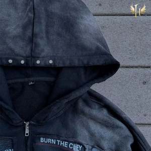 Fabricant Winter 500GSM 100% Coton délavé au soleil et à l'acide, effet vieilli, brodé, coupe personnalisée, couture, épissure, fermeture éclair, impression DTG, métal - Product Image 4