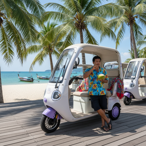 รถสามล้อไฟฟ้า HLD สำหรับการเดินทางระยะสั้น ห้องโดยสารสองสี เหมาะสำหรับการช็อปปิ้งและการพักผ่อน สำหรับผู้ใหญ่ - Product Image 1