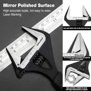 Clé à molette industrielle réglable personnalisable DIY OEM en acier au chrome-vanadium à large ouverture de mâchoire avec garantie à vie limitée - Product Image 6