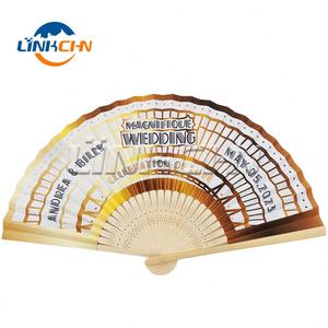 Ventilateur manuel en tissu personnalisé pour mariage en bambou - Product Image 2