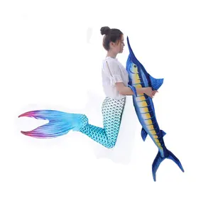 Simulation Blue Marlin Plush Pillow Soft Cartoon Animal Shark Stuffed Doll Fish For Gifts Home Decoration Toys