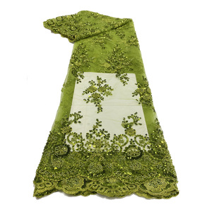 Nuevo diseño de telas de malla de lentejuelas con cuentas, precio más barato, tela <span class=keywords><strong>africana</strong></span> Peal, malla nupcial, bordado de boda, telas de encaje de Organza - Product Image 2