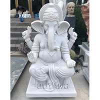 Sculpture en pierre de marbre Lakshmi, déesse de la fortune, sculptée à la main, de style indien religieux, de la série QUYANG Garden, représentant le dieu hindou Laxmi.