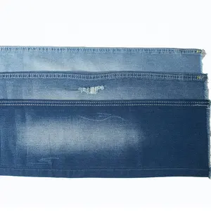 8.7 oz tecido denim stretch branco azul 12S 52% algodão 28% poli 18% viscose rayon 2% spandex tecido denim