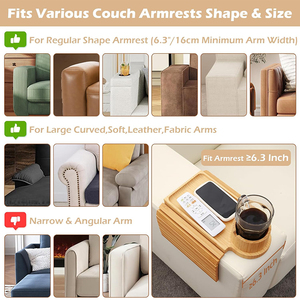 Vente directe d'usine <span class=keywords><strong>LG</strong></span>, porte-gobelet et support de téléphone 3-en-1 pour canapé, organiseur pour accoudoir de canapé, plateau à collation, plateau porte-gobelet en bambou pour canapé - Product Image 5