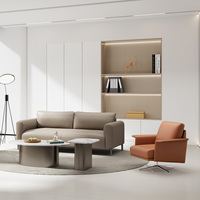 Fauteuil de bureau modulaire en lin et cuir, éco-responsable, avec structure en bois massif et éponge haute densité, design moderne pour la maison, le bureau ou l'appartement.