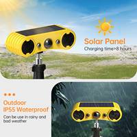 Répulsif Solaire pour Animaux avec Capteur PIR Extérieur, Alarme 4 Modes, Sirène, Lumière Stroboscopique, Recharge Solaire USB, Étanche IP55 pour Cerfs, Sangliers, Ferme