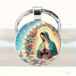 Llavero con Colgante de Nuestra Señora de Jesús, Tema Católico, Pequeño Regalo Creativo de Metal con Diseño de Ángel - Product Image 2