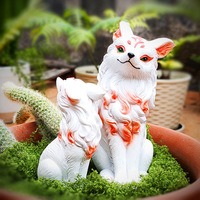 Ornements de renard à neuf queues à poils longs et doux, style dessin animé, en résine synthétique, accessoires décoratifs à thème animal