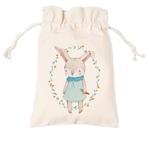 Sacs à cordon en coton beige avec logo imprimé personnalisé - Product Image 1
