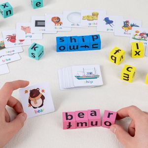 Juguete Educativo, Rompecabezas del Alfabeto, Bloques de Madera para Combinar Letras, Juego de Ortografía con Tarjetas de Memoria - Product Image 3