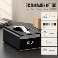 Power Bank Kapasitas Besar Desain Kubus dengan Pegangan, Layar LED Indikator Persentase, Pengisi Daya Cepat USB-A Tipe-C untuk Perjalanan Bisnis