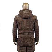 Manteau Trench Léger en Cuir Véritable pour Homme Nabtay Sports, Col Rabattu, Design Matelassé, Fermeture Éclair, Porte-Munitions, Idéal pour le Chasse