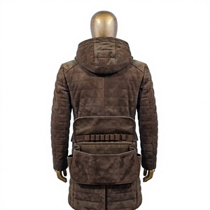 Manteau Trench Léger en Cuir Véritable pour Homme Nabtay Sports, Col Rabattu, Design Matelassé, Fermeture Éclair, Porte-Munitions, Idéal pour le Chasse - Product Image 3