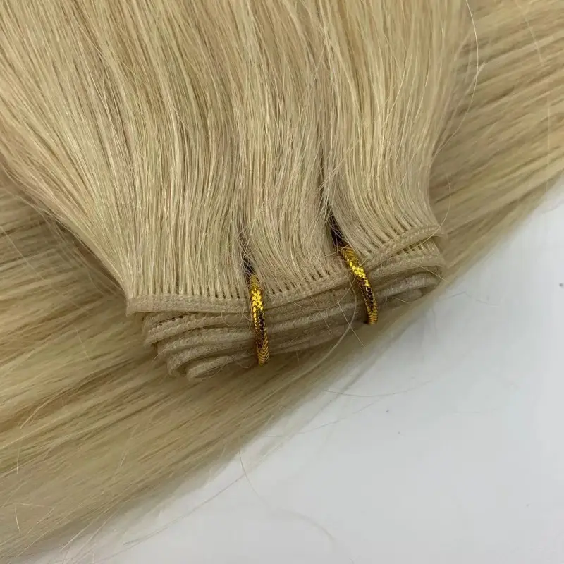 2023 New Product Luxury Genius Seamless Weft Cuticle Virgin Hair Russian Double Drawn Hand tied Hair Extensions