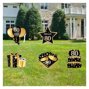 أبجدية كورسجادة عيد ميلاد سعيد البلاستيك كورفلوت ساحة علامة مع حصة h المموج حرف كبير الشكل خارج لتزيين الحديقة - Product Image 2