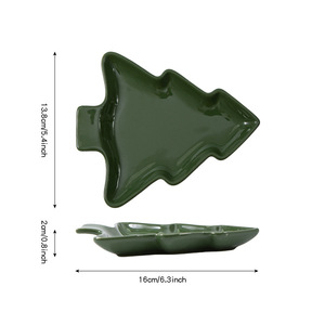 Assiette en céramique en forme d'étoile rouge et verte pour décorations de table de Noël nordique - Product Image 4