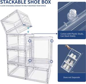 Shoe Storage <b>Box</b> Stackable Plastic Shoe <b>Box</b> with <b>Clear</b> Door <b>Display</b> Sneakers, Front Opening Shoe Organizer, Hard Plastic Shoe St - Product Image 3