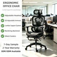 Chaise de bureau pivotante avec appuie-tête ajustable adaptatif au poids, accoudoirs relevables, en maille respirante noire, idéale pour l'étude des étudiants, vente en gros