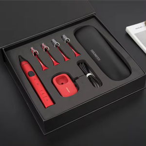 Sonic <b>Electric</b> Toothbrush Red Blue Soft Bristles Rechargeable USB Charging IPX7 <b>Waterproof</b> Adults Plastic - Product Image 6