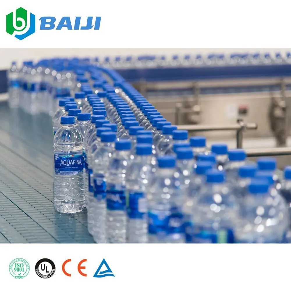 ماكينة صناعة زجاجات آليًا بالكامل الشرب زجاجات تعبئة مياه معدنية نقية المعدات آلة تغطية العبوات خط الإنتاج